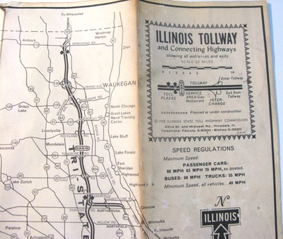 1959 Illinois Tollway & Connecting Highways Map
