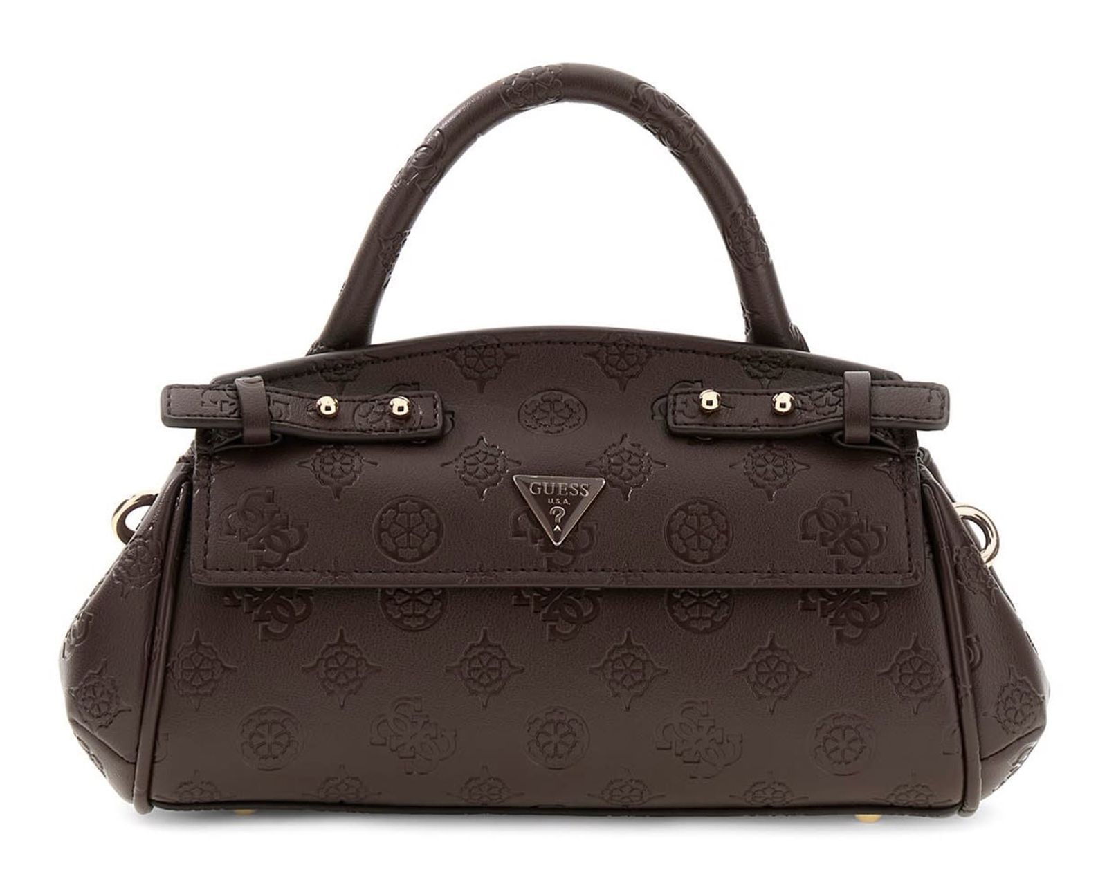 GUESS handbag Diana Mini Top Handle Flap Chocolate Logo