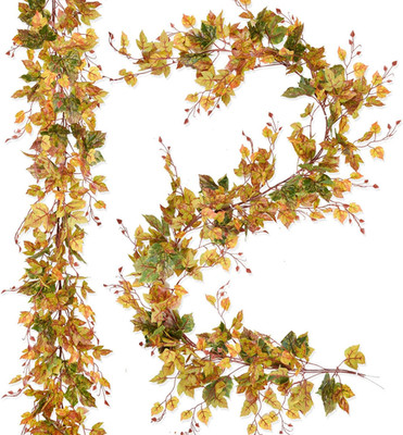 2 Pack Fall Maple Leaf Garland Clearance - 6.5Ft/Piece Artificial Fall Foliage G