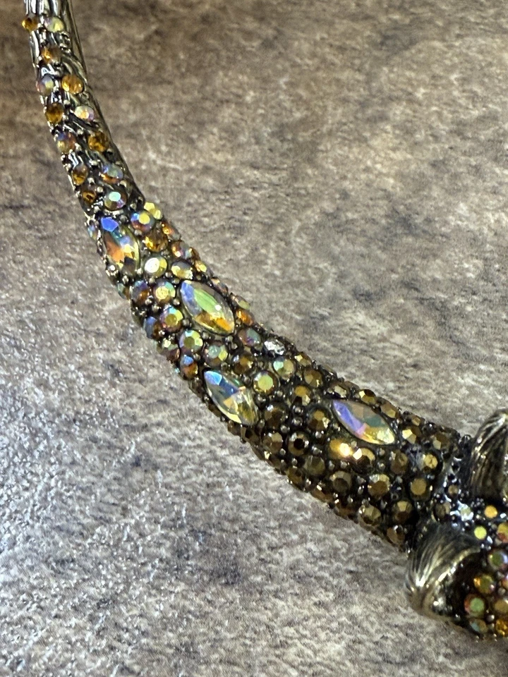Betsey Johnson Surreal Fox Pave Rhinestone Hinged Choker Collar Necklace VGUC - Image 4 of 4
