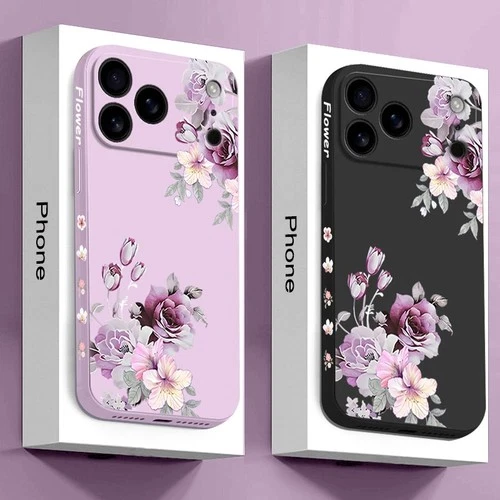 Peony Flower Case For iPhone 17 16 Pro Max 15 14 13 12 11 Shockproof Phone Cover