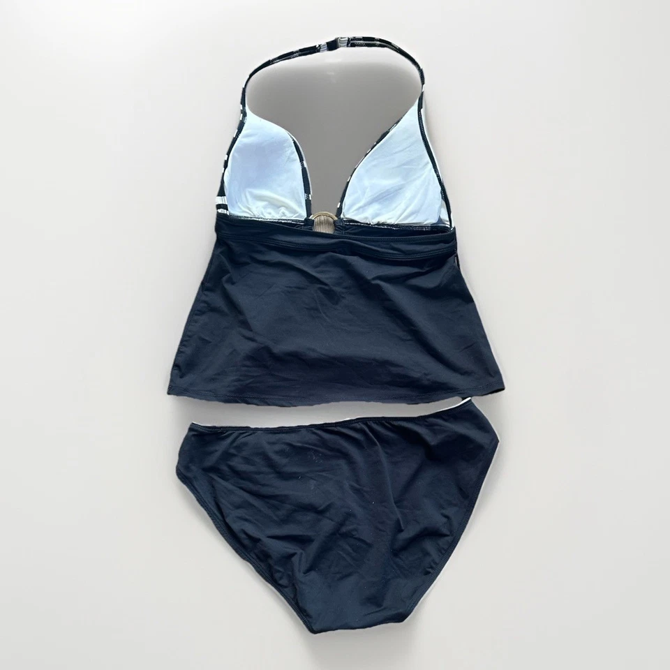 Ralph Lauren Halter Tankini Negro Estampado Cebra con Anillo Dorado Traje de Baño 2 PIEZAS LEER Foto 2 de 4