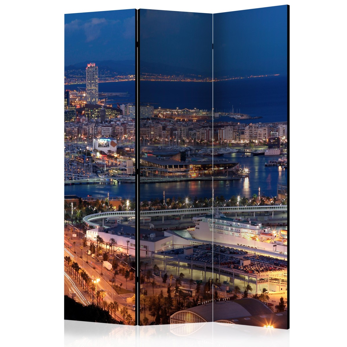 Paravent 3 volets Illuminated Barcelona pour cacher le désordre et séparer une pièce