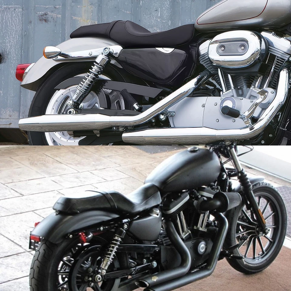 Asiento de dos asientos para conductor y pasajero personalizado de hierro 883 para Harley Sportster XL 883 1200 Foto 2 de 4