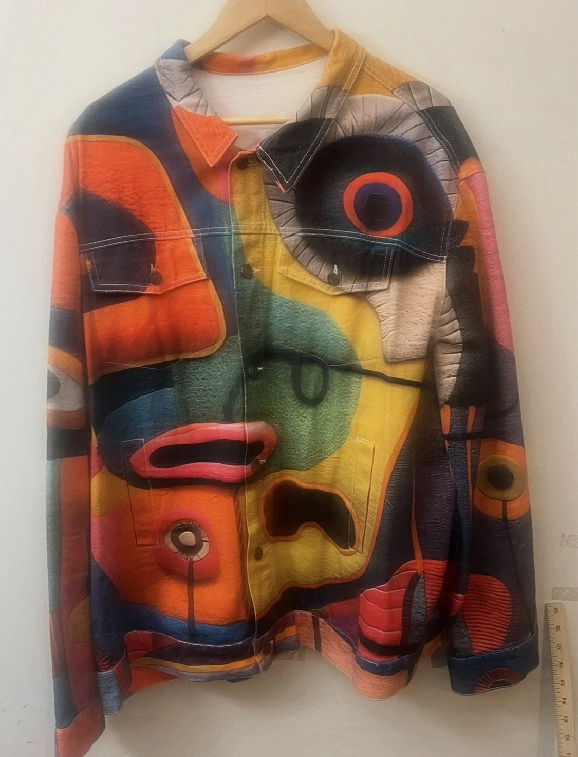Att: Big Fella! Custom Designed Denim Jacket 3XL NWOT! Wearable Art! Cop It Quik
