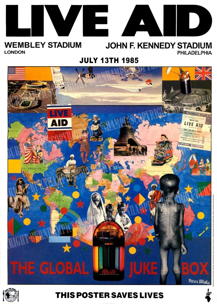 LIVE AID - Concert Poster - Wembley & Philadelphia 1985 - superb