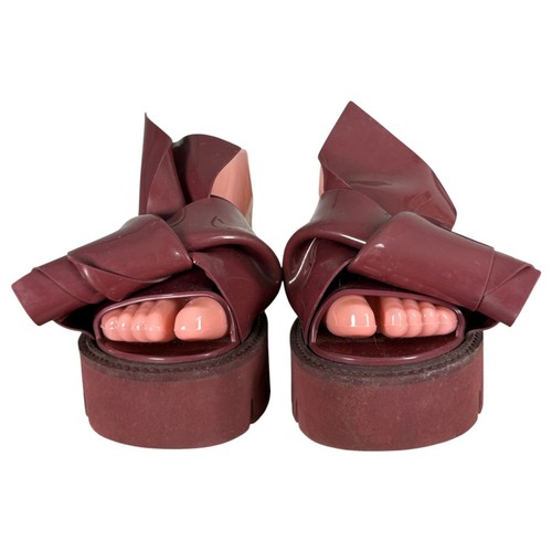n. 21 sandali Kartell bordeaux marrone nodo fiocco plateau taglia EU 38 US 7,5 - Foto 9 di 10