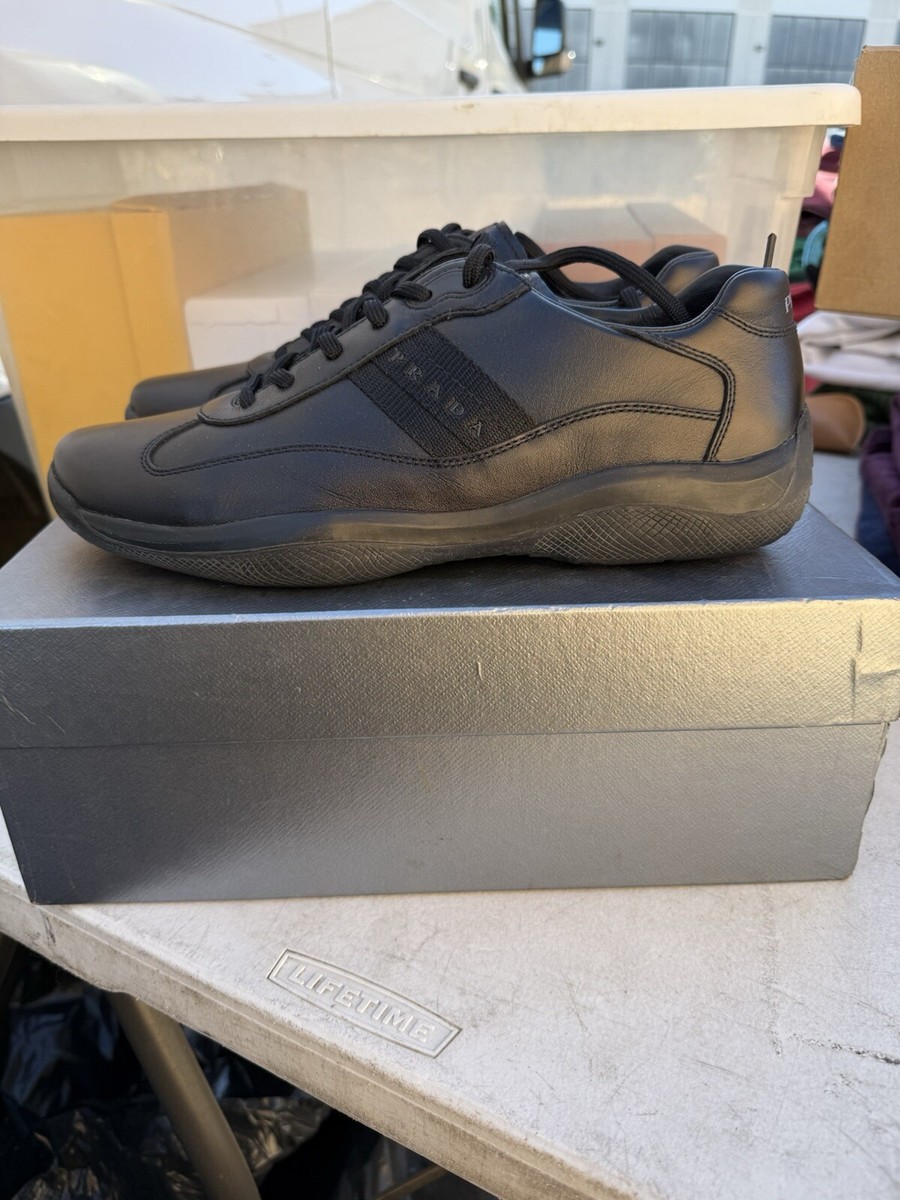 PRADA メンズブラック レザー シューズ71/2 4E 1830