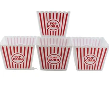 Popcorn Bucket Tub Bowl Retro Plastic Large Size Set of 4 Home Movie Theater