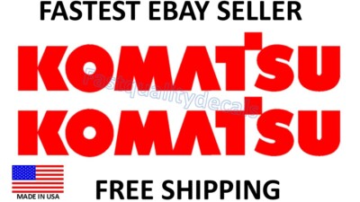 2 x Komatsu Red  Decal Sticker Excavator Forklift Loader CHOOSE SIZE-SHIPS FAST