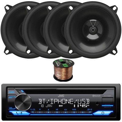 KD-T720BT Bluetooth CD/AUX/Stereo Bundle with 4x 5.25'' 135W Peak Speakers, Wire