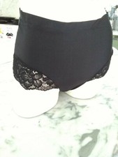 Vintage MM Black Lace Insert Hi Cut Bikini Panties, Small, Nylon Spandex Sissy