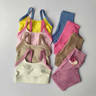 High Intensity Color Blocking Cross Back Integrated Yoga Set Sports Underwear