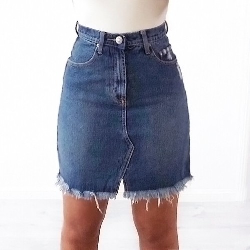 Wakee Denim Ladies Panel Drawstring Mini Skirt - Light Blue 3097
