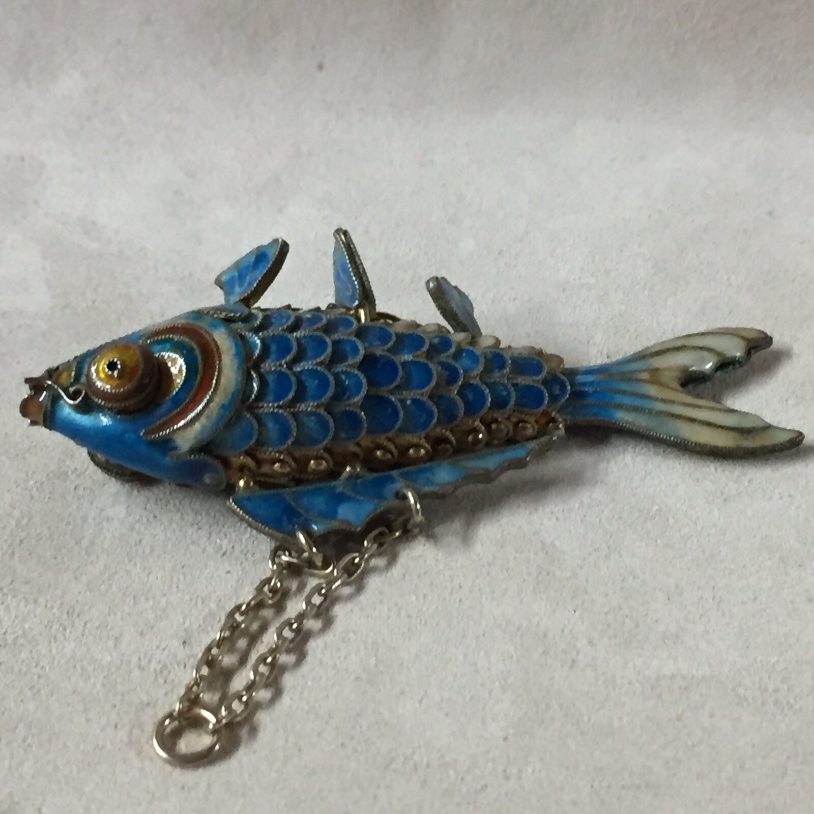 Chinese Export Articulated Koi Fish Cloisonné Gilt Si… Gem