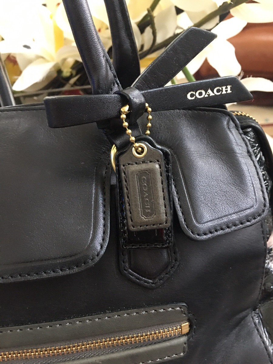 Coach Poppy Black Grey Color-block Leather Satchel 25073 EUC  display picture 3