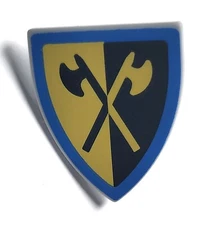 Lego Shield Triangular Black & Yellow Crossed Halberds Blue Border 6428495
