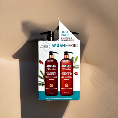 Argan Magic Shampoo & Conditioner Dry and Damaged Hair Shine Duo Pack 32 FlOz Ea
