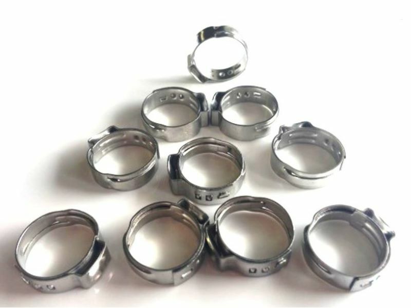 10 Stück 1 Ohr Klemmen Edelstahl 16,0 - 19,2mm für 10x16mm Bierschlauch Schellen