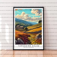 English Countryside Unframed Illustration Art Yorkshire Dales Nature Poster