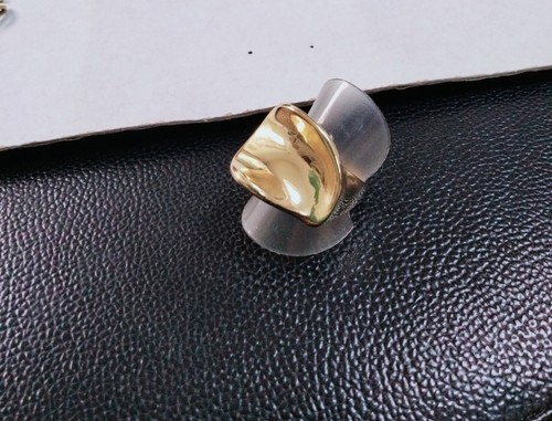 Bague Design Vague Dorée - En Acier Inoxydable, Taille Ajustable, Neuve Avec étiquettes