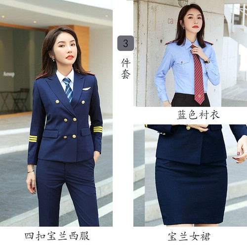 Women's Pilot Uniform Flight Captain Blazer Coat Formal Flight Attendant Costume - Picture 27 of 30