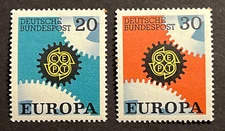 Travelstamps: 1967 Germany Stamps Sg 1438-1439 Europa Cogwheels Mint MNH OG