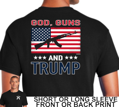 Patriotic God Guns Donald Trump AK47 Second Amendment American Flag Mens T Shirt