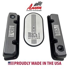 Ford Mach 1 351 Cleveland Valve Covers Black Finned 15 Air Cleaner Kit