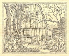 Country Barn Scene Wood Mounted Rubber Stamp IMPRESSION OBSESSION H2526 New