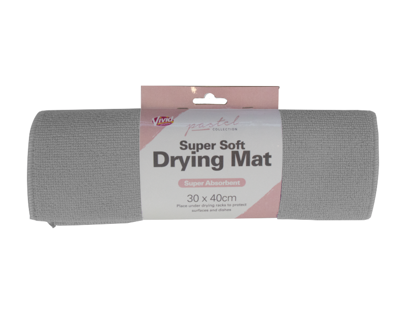 Dish Drying Mat Plain Colour Microfibre Glass 30 X 40 Cm Kitchen Sink