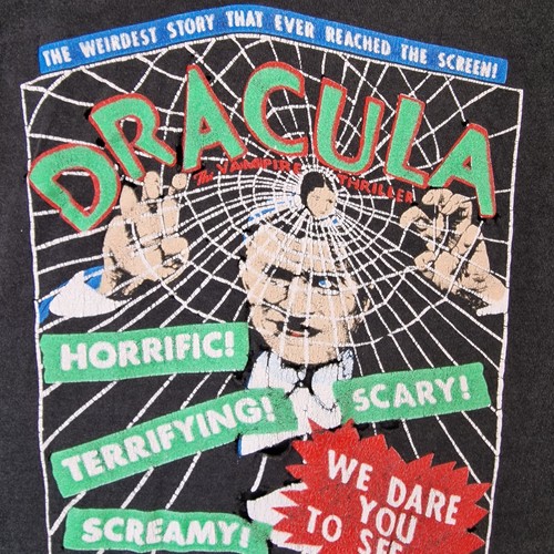 Vintage 1989 Dracula Horror Movie T Shirt Mens Medium Black MTI Bela Lugosi Tee - Picture 12 of 17