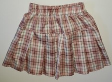 Girls pink plaid polyester Pleated pull on Skirt, size 8, elastic waistband
