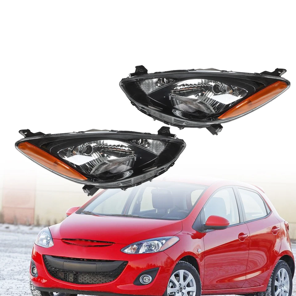 Pair Halogen Headlights Left&Right Side Headlamp For 2011 2012 2013 2014 Mazda 2 - Image 3 of 4