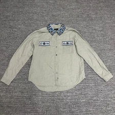 Rails Shirt Women Large Sage Green Kona Aztec Embroidered Western Inca Linen