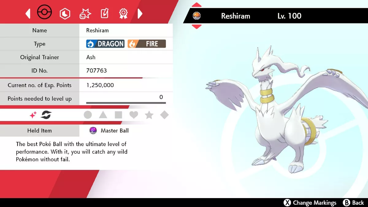 🌟Reshiram Shiny non shiny Best Stats Pokemon Sword and Shield Home🌟