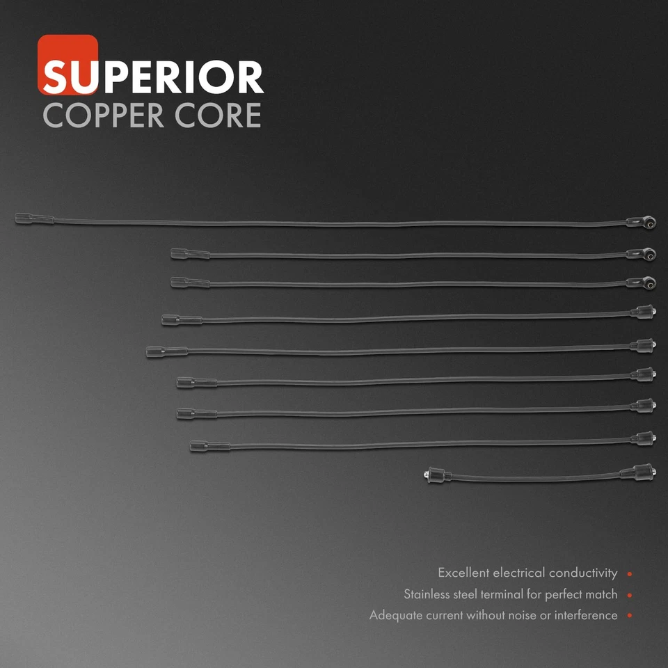 9x Spark Plug Wire Set for International Harvester 100 200 1010 1000C M1100 908C - Image 2 of 4