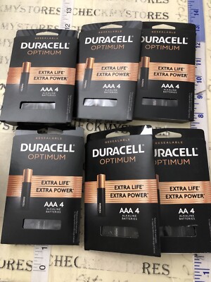 NEW 6X4 PACK Duracell Optimum AAA Batteries,, OPT2400B4PRT
