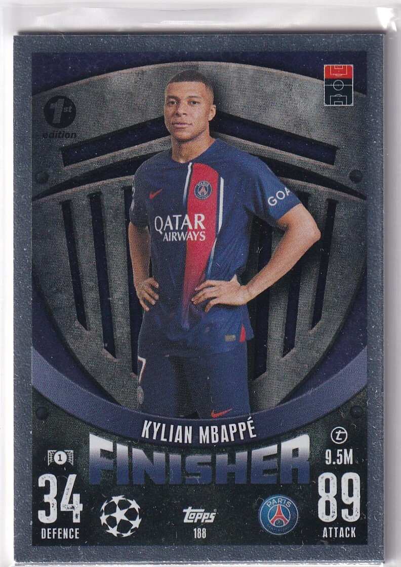 Topps Match Attax CL 23/24 Nr. 188 Kylian Mbappe Finisher Topps Match Attax CL 23/24 Nr. 188 Kylian Mbappe Finisher