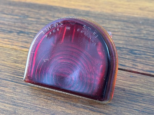 Vintage LUCAS ST51 Rear Box Tail Light Red Glass Lens LANDROVER Series 1 #2