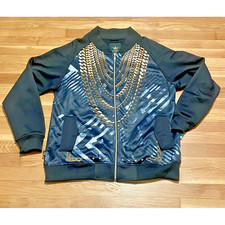 Maxi Milian Womens Bomber Jacket Black Zip Up Raglan Sleeve Pocket Plus 2xl