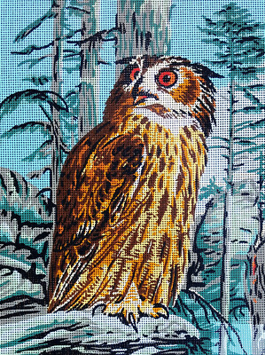 Needlepoint tapestry painted canvas 40.148 - Owl (16''x20'') GobelinL