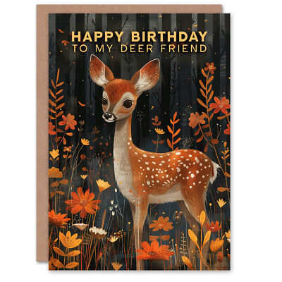 Geburtstagskarte Mein Hirsch Freund Wortspiel Herbst Wald Rehkitz für Kind Kinder Grußkarte