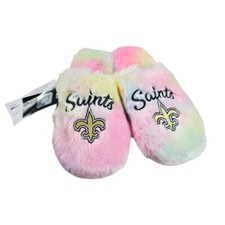 New Orleans Saint Kids Girl SZ XL (7-8) Multi Color Fluffy Slippers NFL by FOCO