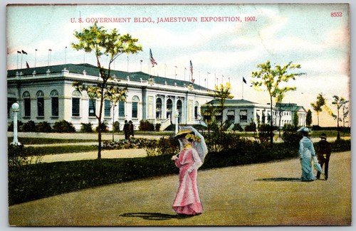 1907 US Government Building Jamestown Exposition ANTIKE Postkarte 4012