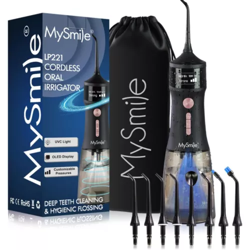 MySmile LP221 Cordless Water Flosser with UVC Sterilizable Light Oral Irrigator