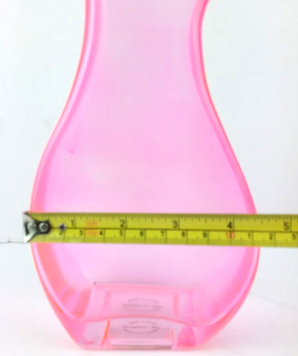 Teleflora Gift Neon Pink Floral Glass Vase MCM Curves Scallop Edges Vintage - Picture 10 of 15