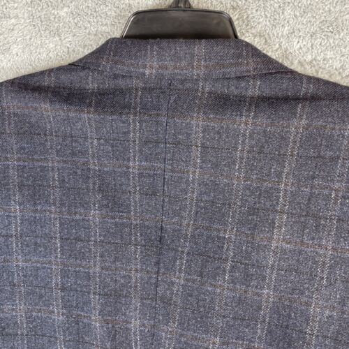 Canali Blazer Men 42 Gray Windowpane Plaid Wool Cashmere Sport Coat Italy Made - Picture 20 of 22