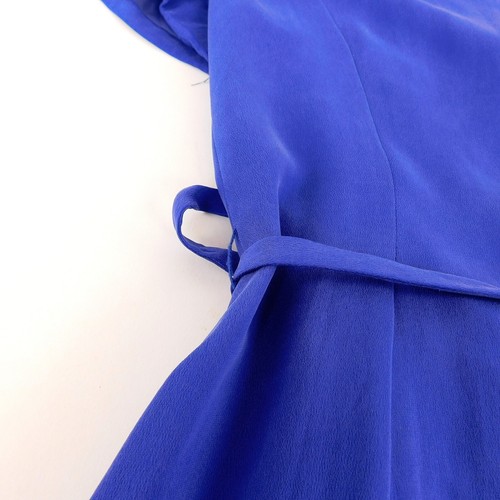 Damen Wickelkleid 8 Patrick Collection Lila Seide Gefüttert Schulterpolster - Bild 13 von 15