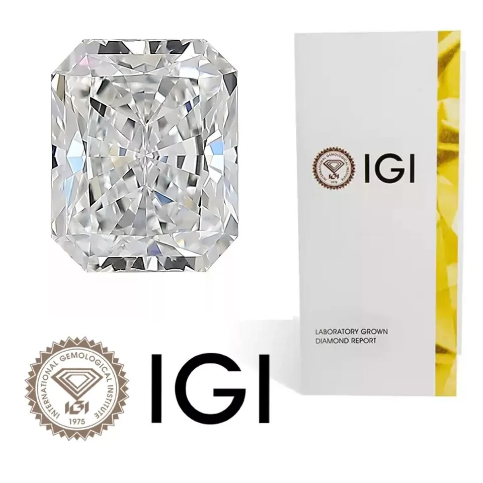 3.09 Ct RADIANT Cut IGI Certified Lab Grown CVD Diamond F
